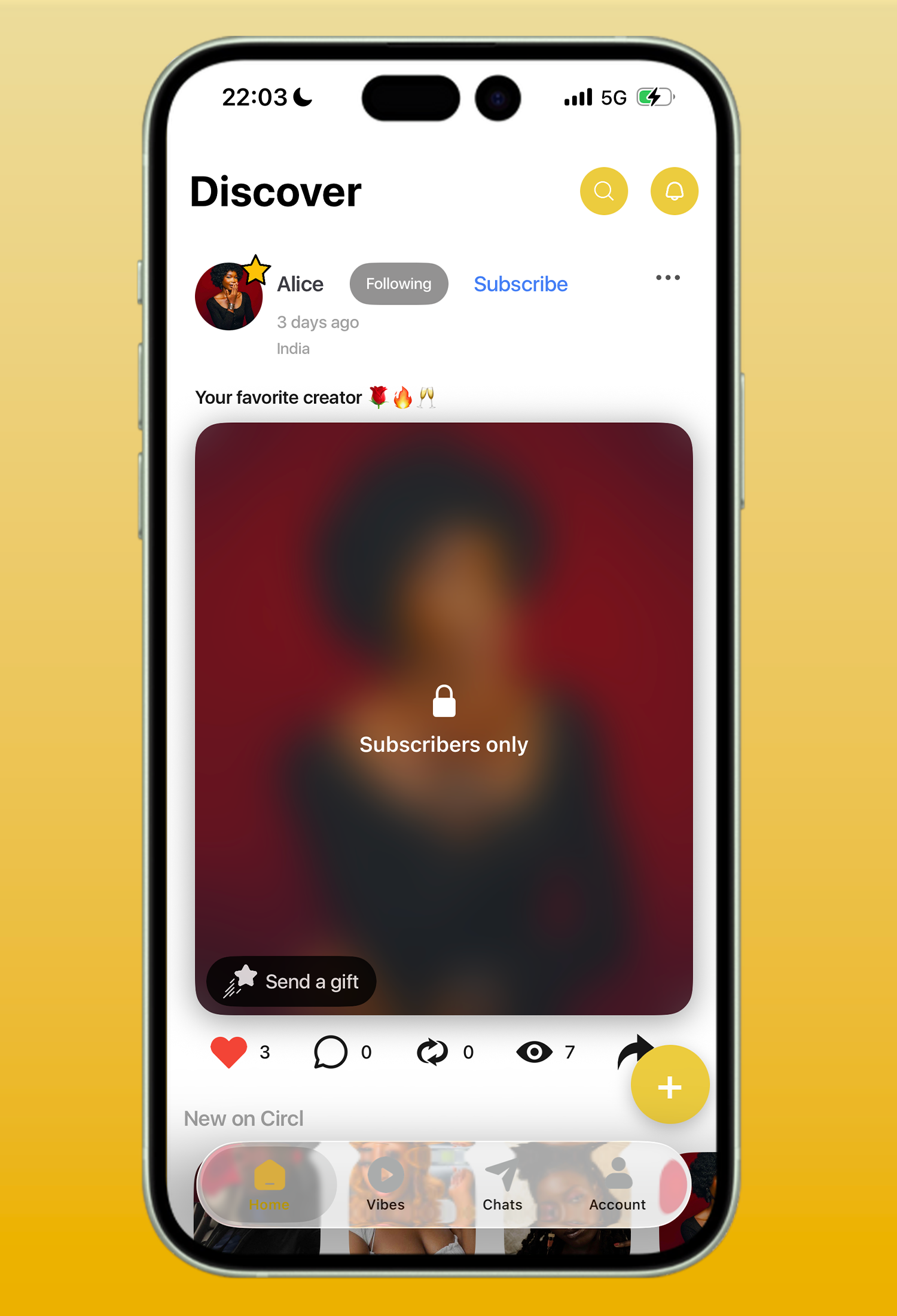 Circl app exclusive subscriber-only content and creator gifts